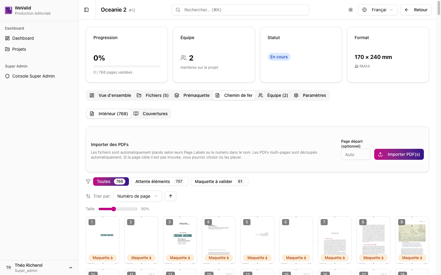 Chemin de fer interactif WeValid